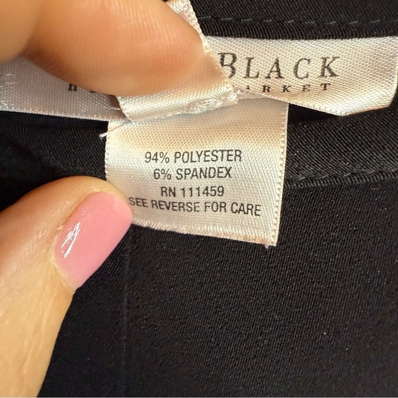 White House Black Market | Classic Black Wide Leg Pants with Side Zip | Sz 8 - Picture 6 of 7